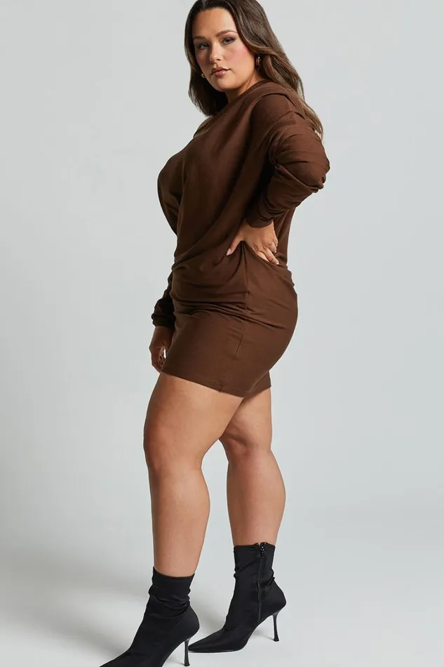 Fermina Mini Dress 8211 Long Sleeve Bodycon Dress In Chocolate Women Showpo Basics