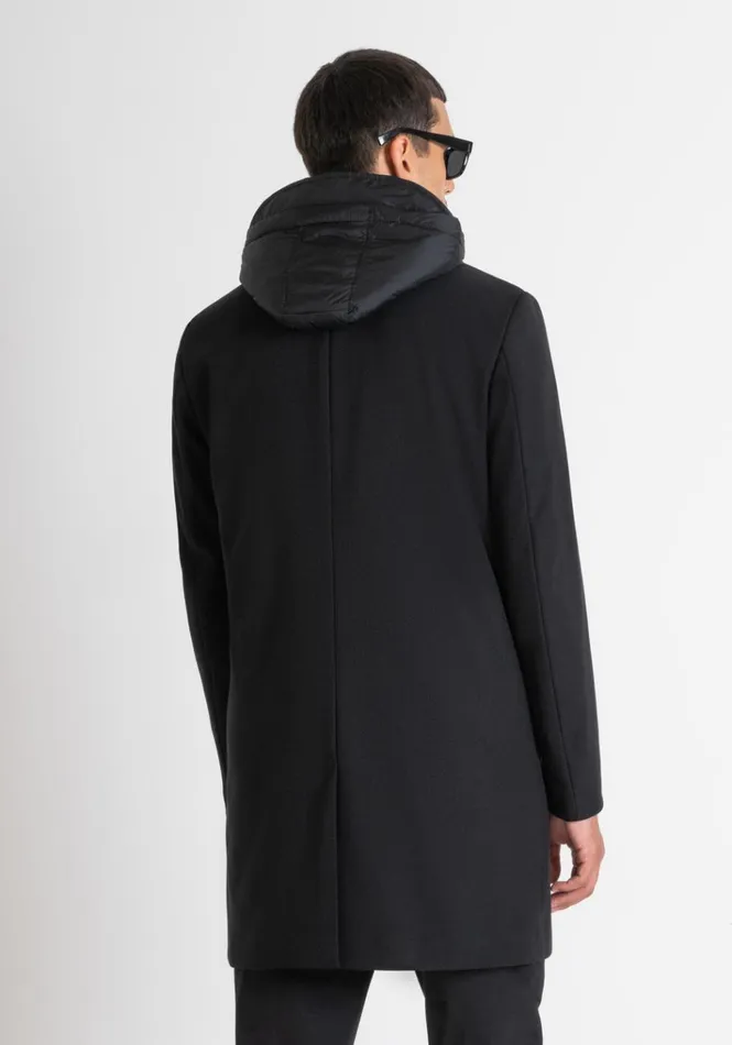 Field Jackets And Coats Men Antony Morato Black Regular Fit Coat With Hooded Inner Vest Black