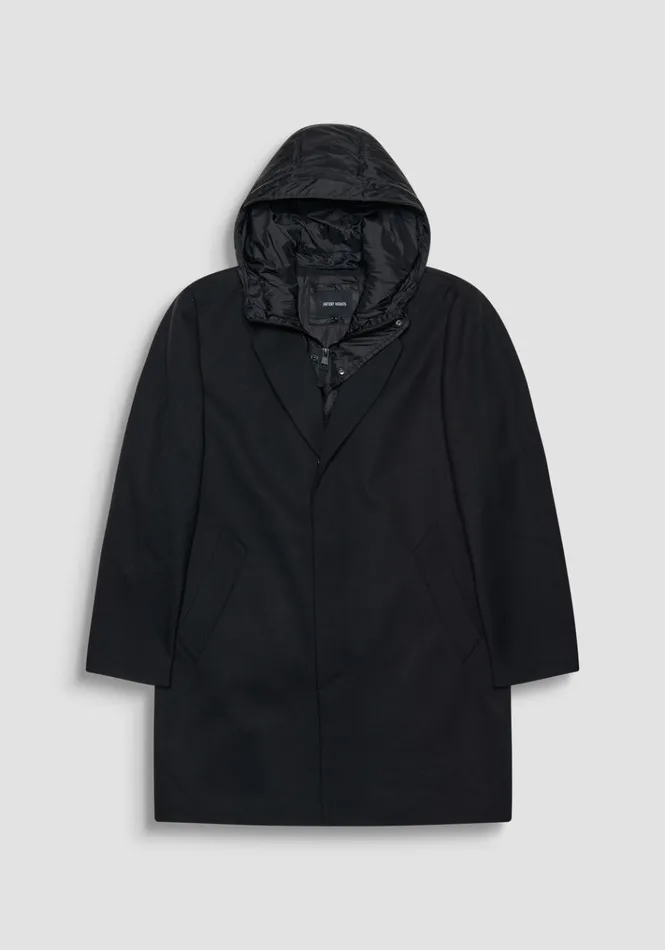 Field Jackets And Coats Men Antony Morato Black Regular Fit Coat With Hooded Inner Vest Black