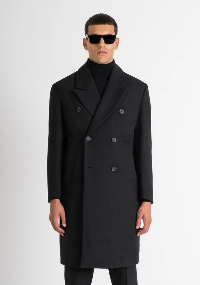 Field Jackets And Coats Men Antony Morato Jason Cashmere Blend DoubleBreasted Coat Black Field Jackets And Coats Men Antony Morato Jason Cashmere Blend DoubleBreasted Coat Black