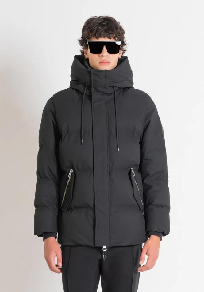 Field Jackets And Coats Men Antony Morato Regular Fit Down Jacket In Black Technical Fabric And Synthetic Padding Black Field Jackets And Coats Men Antony Morato Regular Fit Down Jacket In Black Technical Fabric And Synthetic Padding Black