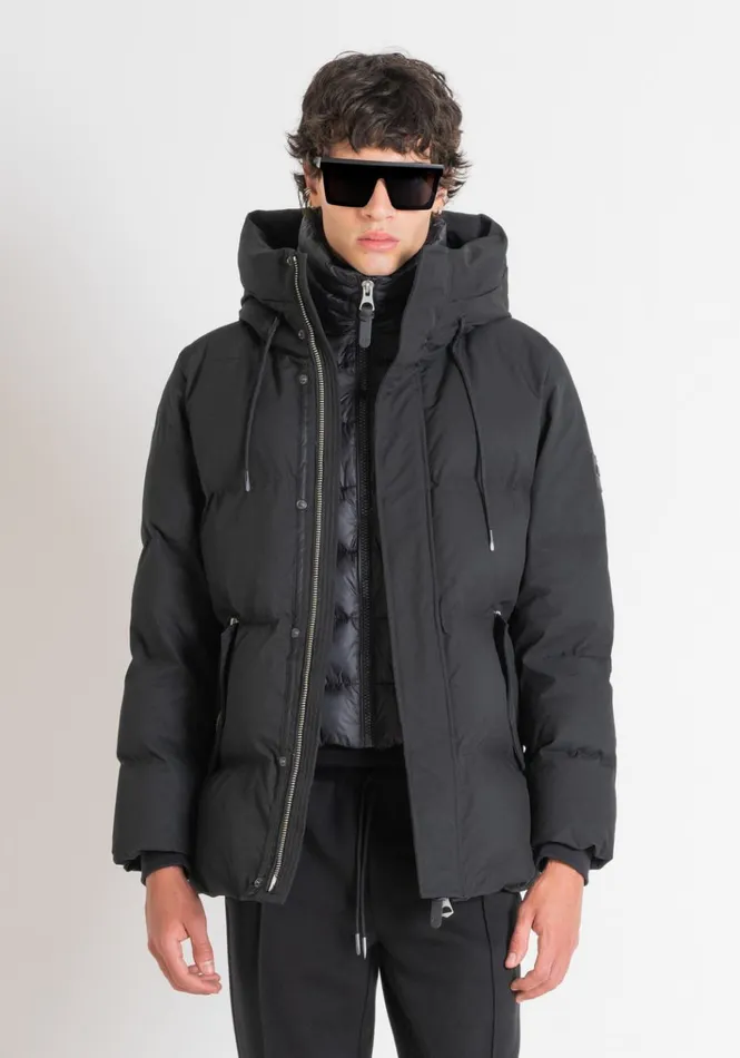 Field Jackets And Coats Men Antony Morato Regular Fit Down Jacket In Black Technical Fabric And Synthetic Padding Black