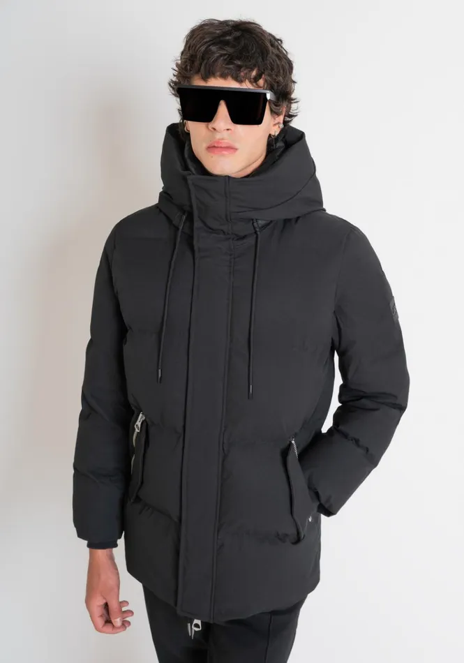 Field Jackets And Coats Men Antony Morato Regular Fit Down Jacket In Black Technical Fabric And Synthetic Padding Black