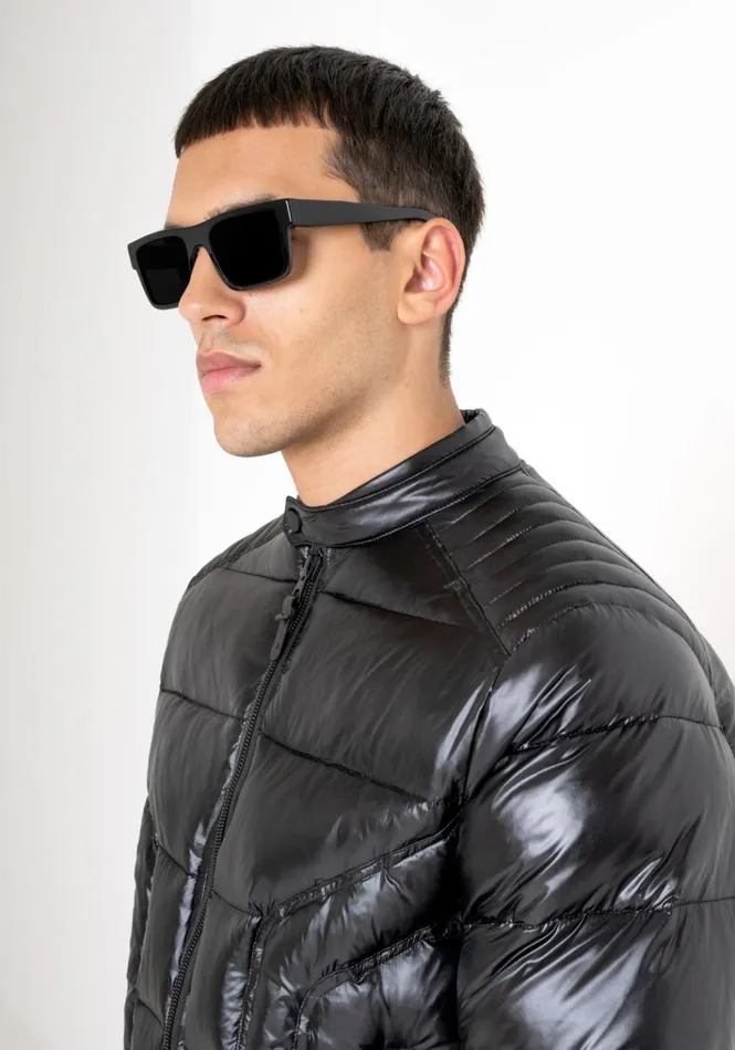 Field Jackets And Coats Men Antony Morato Regular Fit Down Jacket In Glossy Shioze Nylon With Synthetic Padding Black