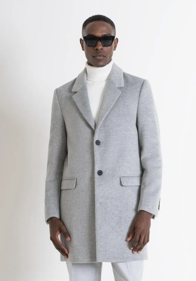 Field Jackets And Coats Men Antony Morato Slim Fit 034Russel034 Coat In WoolEffect Fabric Medium Gray Melange