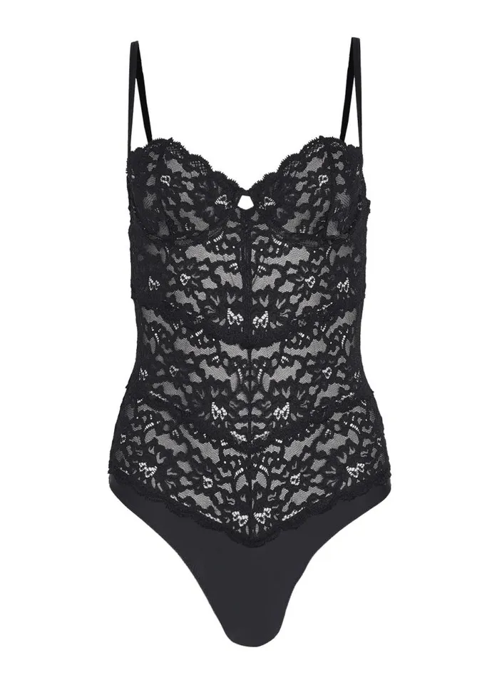 Fleur Du Mal Bodysuits Women Charlotte Balconette Bodysuit Black Fleur Du Mal Bodysuits Women Charlotte Balconette Bodysuit Black
