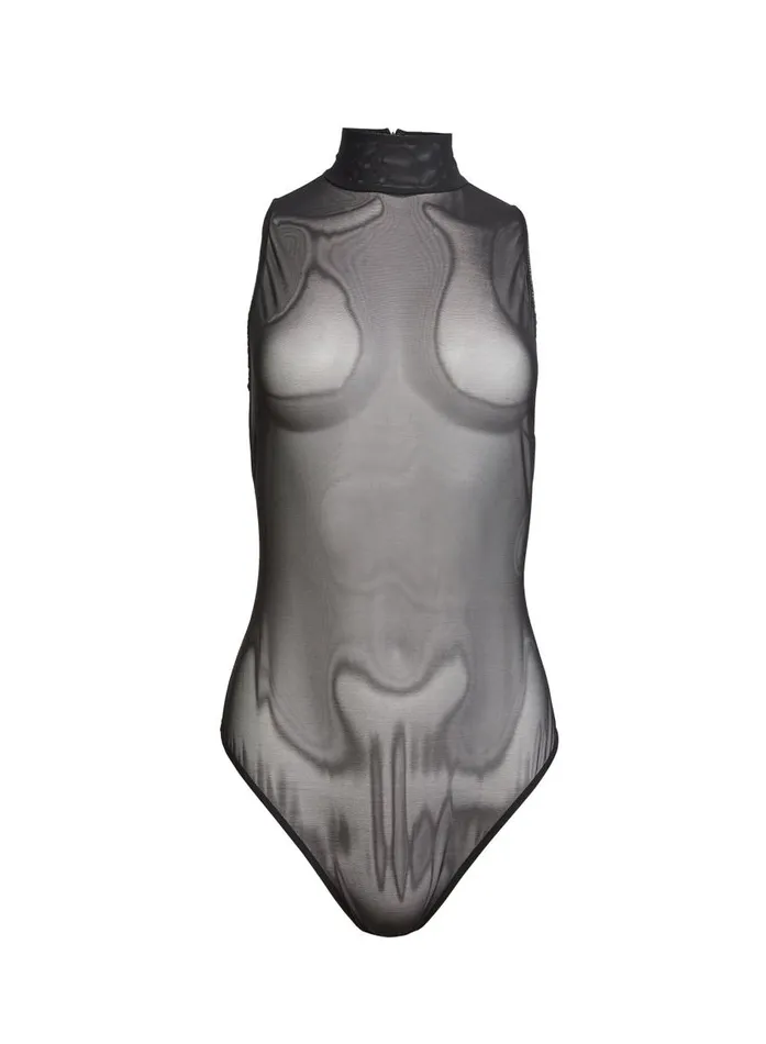 Fleur Du Mal Bodysuits Women Mesh Sleeveless Bodysuit Black Fleur Du Mal Bodysuits Women Mesh Sleeveless Bodysuit Black