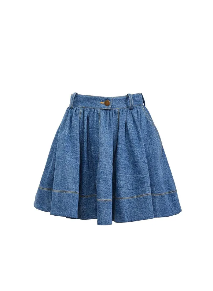 Fleur Du Mal Bottoms Women Denim Flare Skirt Medium Wash Denim Fleur Du Mal Bottoms Women Denim Flare Skirt Medium Wash Denim