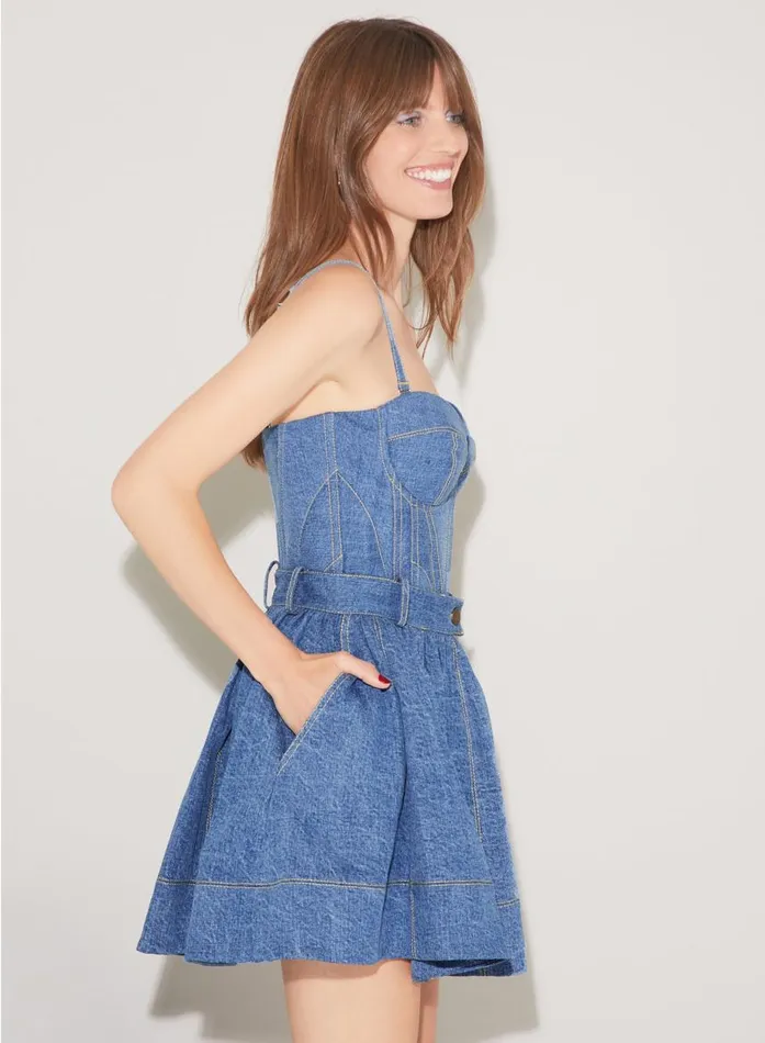 Fleur Du Mal Bottoms Women Denim Flare Skirt Medium Wash Denim Fleur Du Mal Bottoms Women Denim Flare Skirt Medium Wash Denim