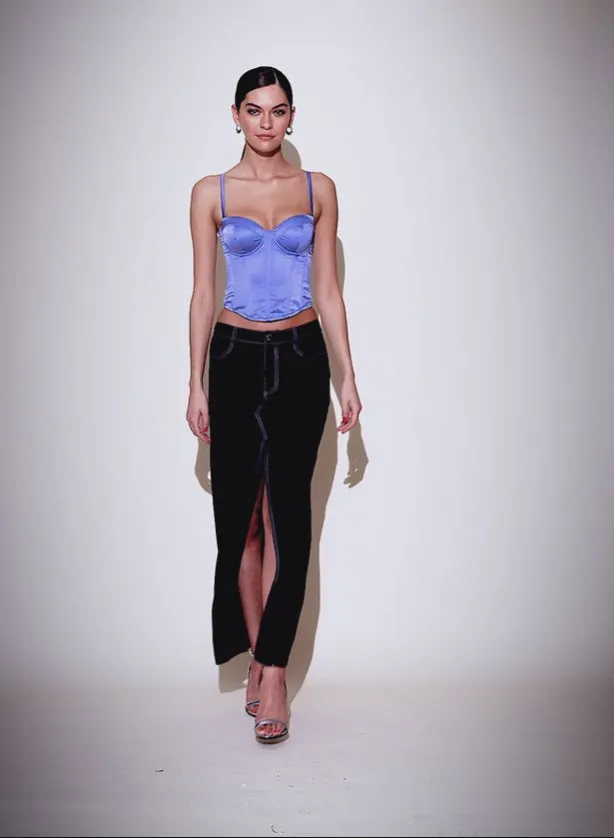 Fleur Du Mal Bottoms Women Silk Maxi Skirt Black Fleur Du Mal Bottoms Women Silk Maxi Skirt Black