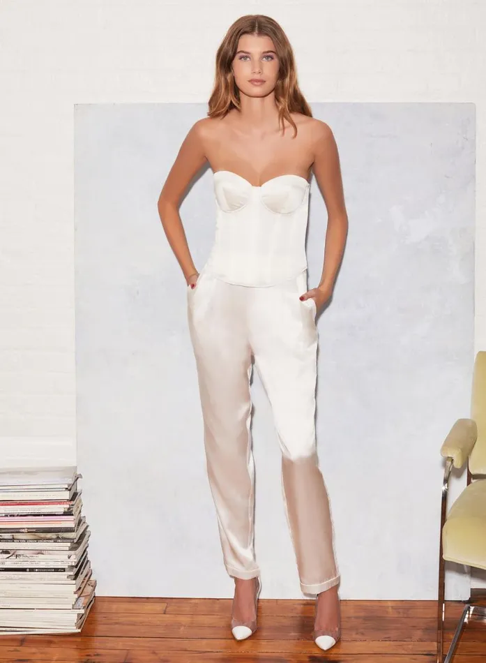 Fleur Du Mal Bottoms Women Tuxedo Pant Ivory