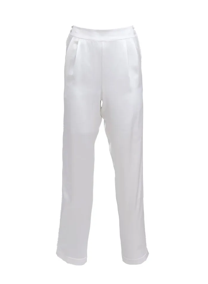 Fleur Du Mal Bottoms Women Tuxedo Pant Ivory Fleur Du Mal Bottoms Women Tuxedo Pant Ivory