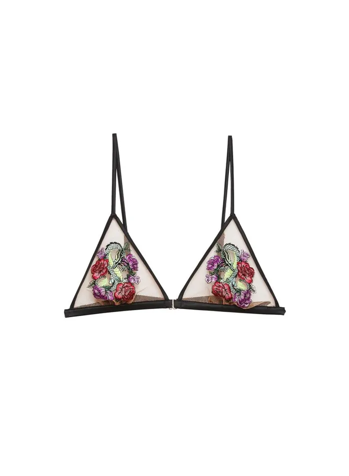 Fleur Du Mal Bralettes and Wireless Bras Women Dragon Embroidery Triangle Bra Black Fleur Du Mal Bralettes and Wireless Bras Women Dragon Embroidery Triangle Bra Black
