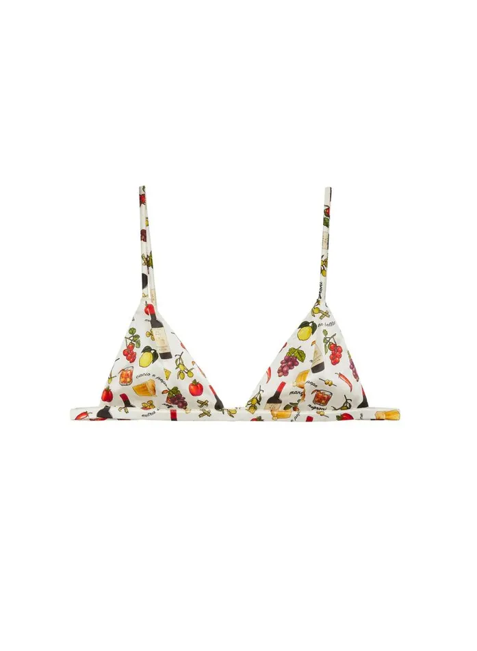 Fleur Du Mal Bralettes and Wireless Bras Women Luxe Triangle Bra Ivory Ciao Amore Print Fleur Du Mal Bralettes and Wireless Bras Women Luxe Triangle Bra Ivory Ciao Amore Print