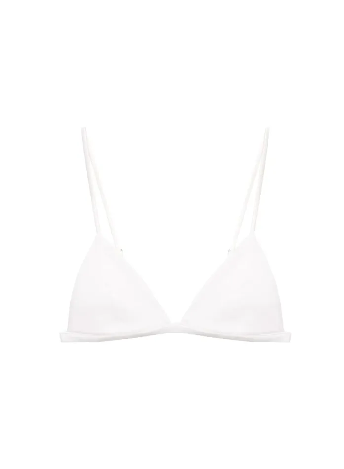Fleur Du Mal Bralettes and Wireless Bras Women Organic Cotton Luxe Triangle Bra Ivory Fleur Du Mal Bralettes and Wireless Bras Women Organic Cotton Luxe Triangle Bra Ivory