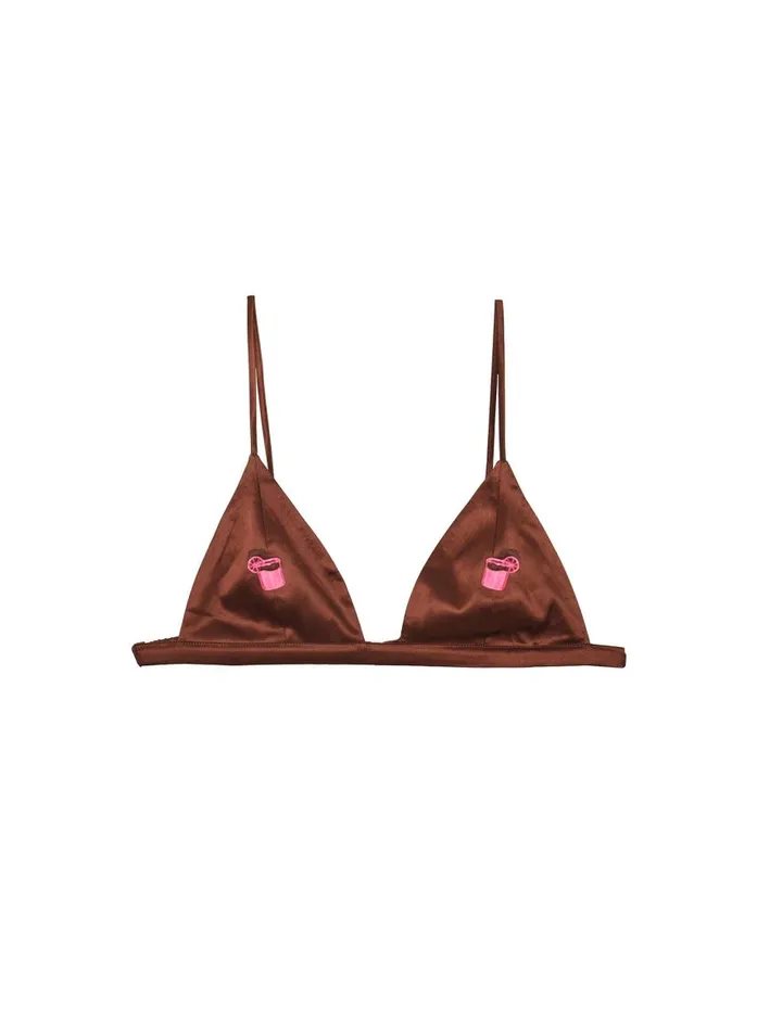Fleur Du Mal Bralettes and Wireless Bras Women Spicy Margarita Embroidered Luxe Triangle Bra Cocoa Fleur Du Mal Bralettes and Wireless Bras Women Spicy Margarita Embroidered Luxe Triangle Bra Cocoa