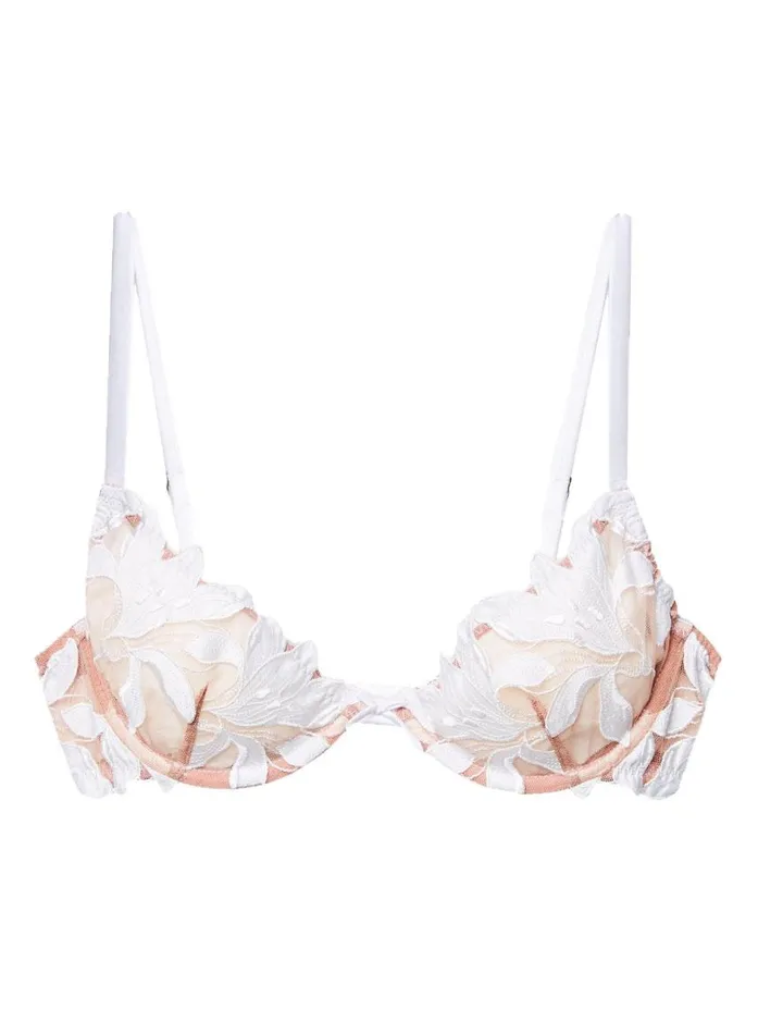 Fleur Du Mal Bridal Women Lily Embroidery Plunge Demi Bra Ivory Fleur Du Mal Bridal Women Lily Embroidery Plunge Demi Bra Ivory