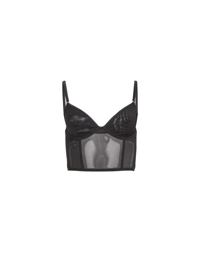 Fleur Du Mal Bustiers and Bra Tops Women Mesh Longline Bustier Black Fleur Du Mal Bustiers and Bra Tops Women Mesh Longline Bustier Black