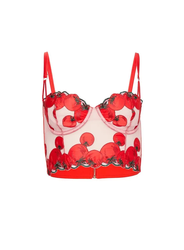 Fleur Du Mal Bustiers and Bra Tops Women Pomodoro Embroidery Bustier Sauce Fleur Du Mal Bustiers and Bra Tops Women Pomodoro Embroidery Bustier Sauce