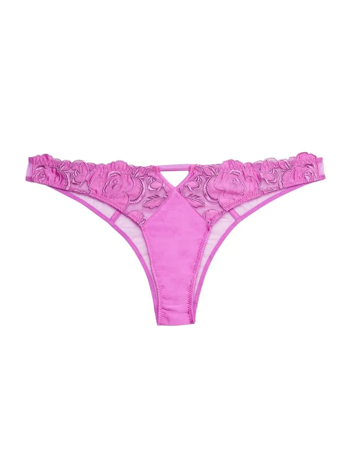 Fleur Du Mal Cheekys and Hiphuggers Women Rose Logo Embroidery Cheeky Pink Iris Fleur Du Mal Cheekys and Hiphuggers Women Rose Logo Embroidery Cheeky Pink Iris