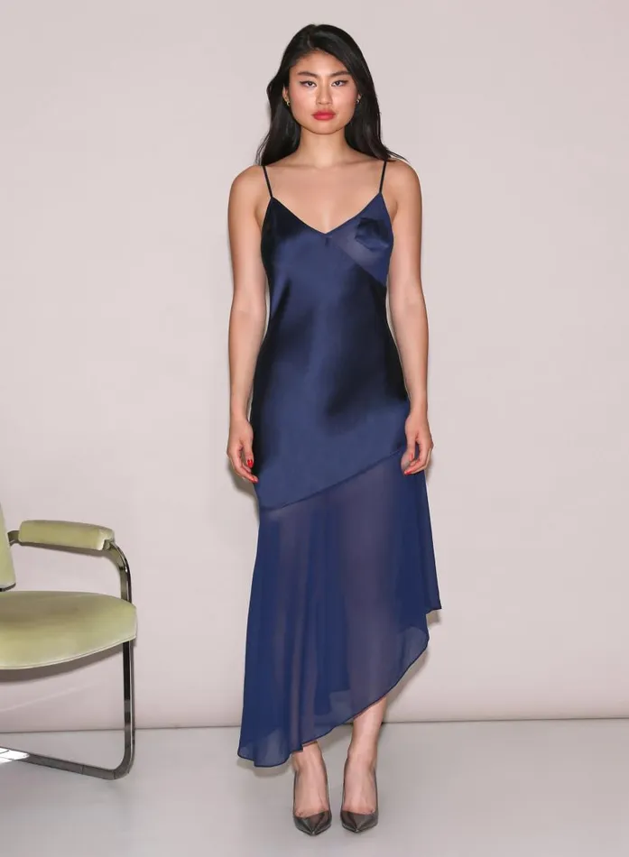 Fleur Du Mal Dresses Women Chiffon U0026 Satin Slip Caspian Blue Fleur Du Mal Dresses Women Chiffon U0026 Satin Slip Caspian Blue