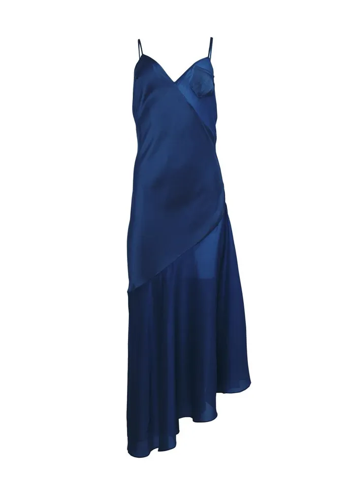 Fleur Du Mal Dresses Women Chiffon U0026 Satin Slip Caspian Blue Fleur Du Mal Dresses Women Chiffon U0026 Satin Slip Caspian Blue