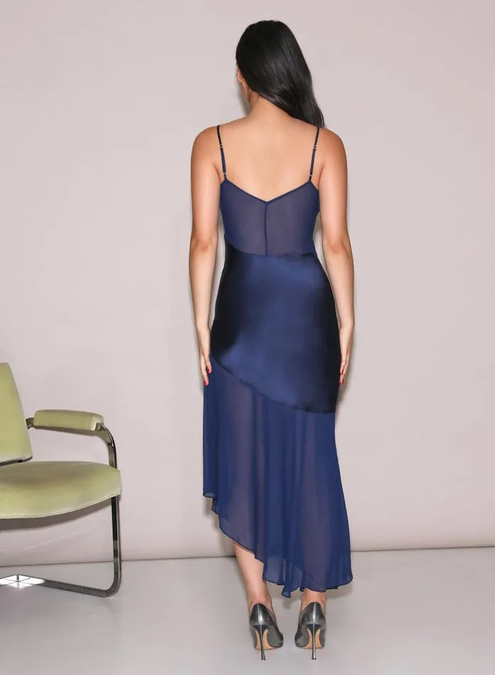 Fleur Du Mal Dresses Women Chiffon U0026 Satin Slip Caspian Blue Fleur Du Mal Dresses Women Chiffon U0026 Satin Slip Caspian Blue