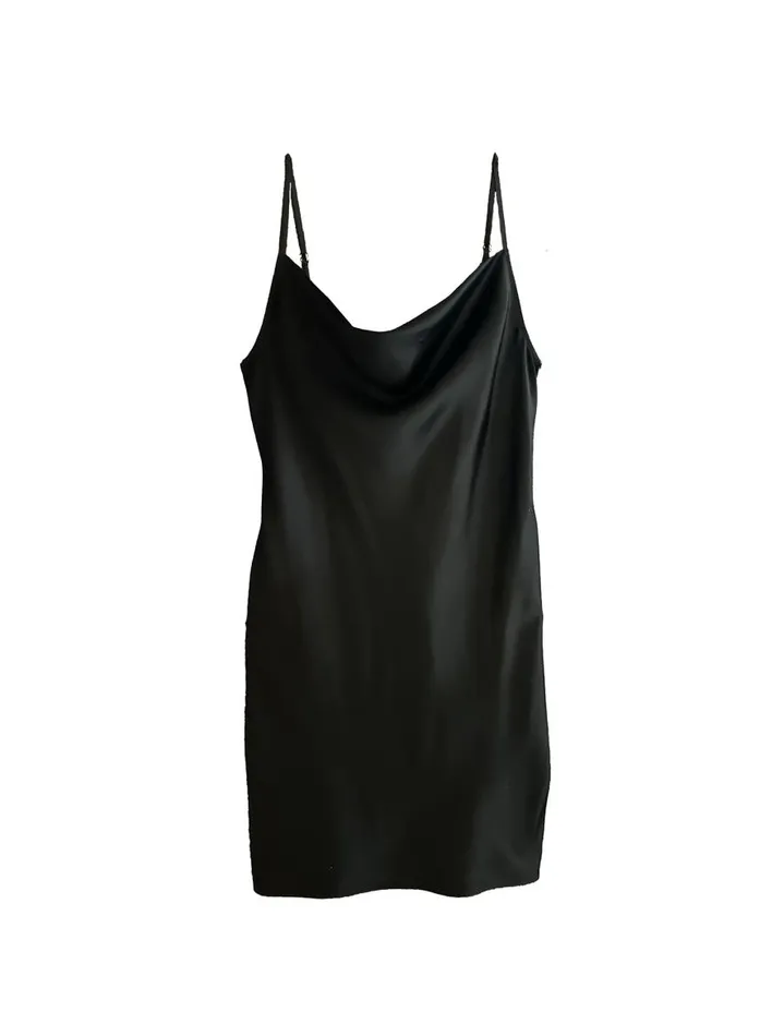 Fleur Du Mal Dresses Women Short Cowl Neck Slip Black Fleur Du Mal Dresses Women Short Cowl Neck Slip Black