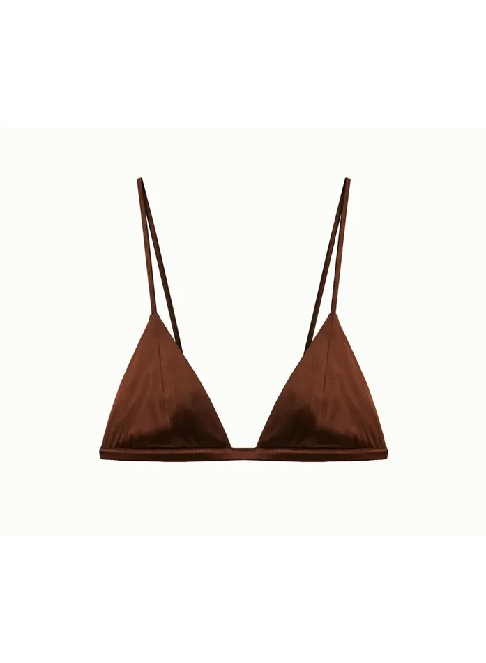 Fleur Du Mal Essentials Bras Women Luxe Triangle Bra Cocoa Fleur Du Mal Essentials Bras Women Luxe Triangle Bra Cocoa
