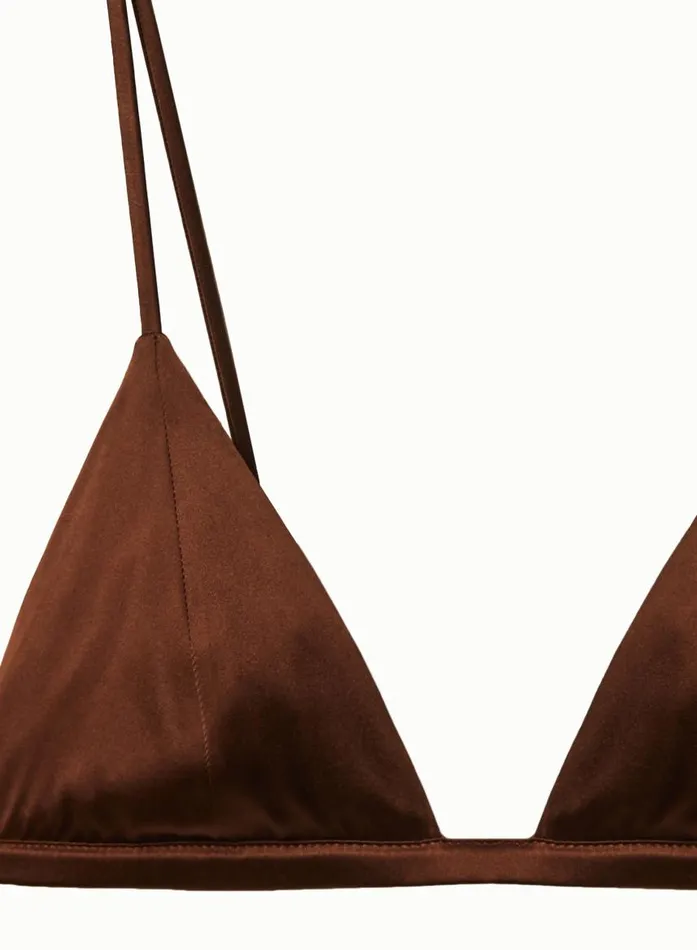 Fleur Du Mal Essentials Bras Women Luxe Triangle Bra Cocoa Fleur Du Mal Essentials Bras Women Luxe Triangle Bra Cocoa