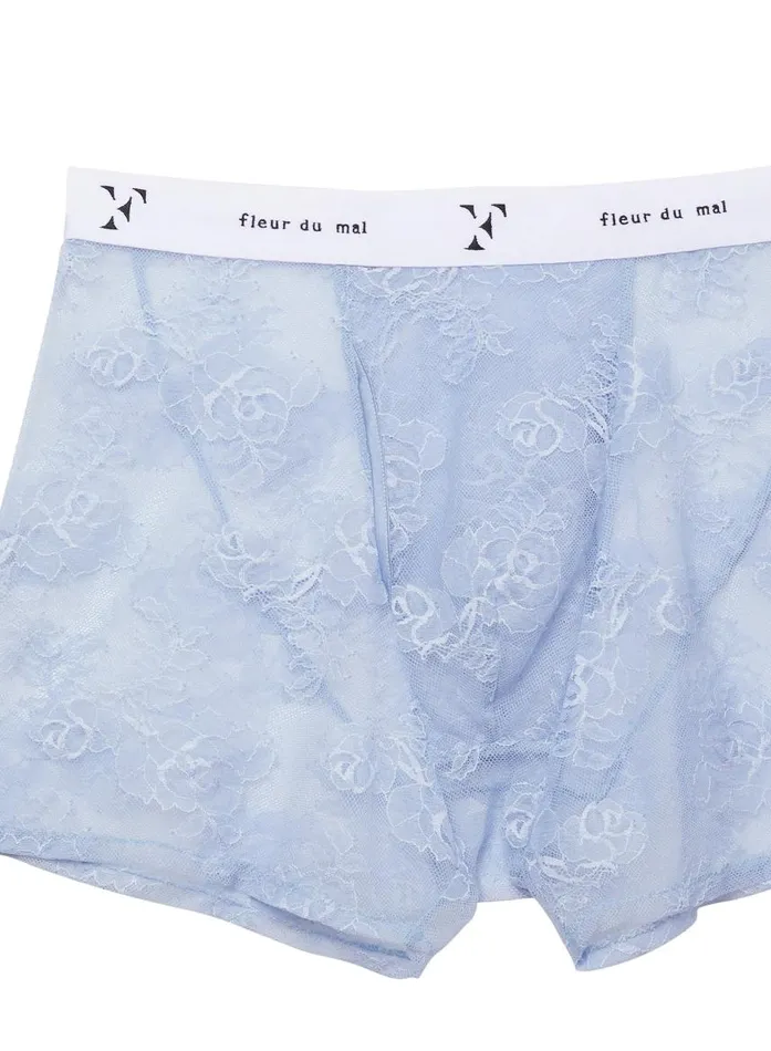Fleur Du Mal Loungewear Women Men039s Bouquet Lace Boxer Brief Pastel Sky Fleur Du Mal Loungewear Women Men039s Bouquet Lace Boxer Brief Pastel Sky