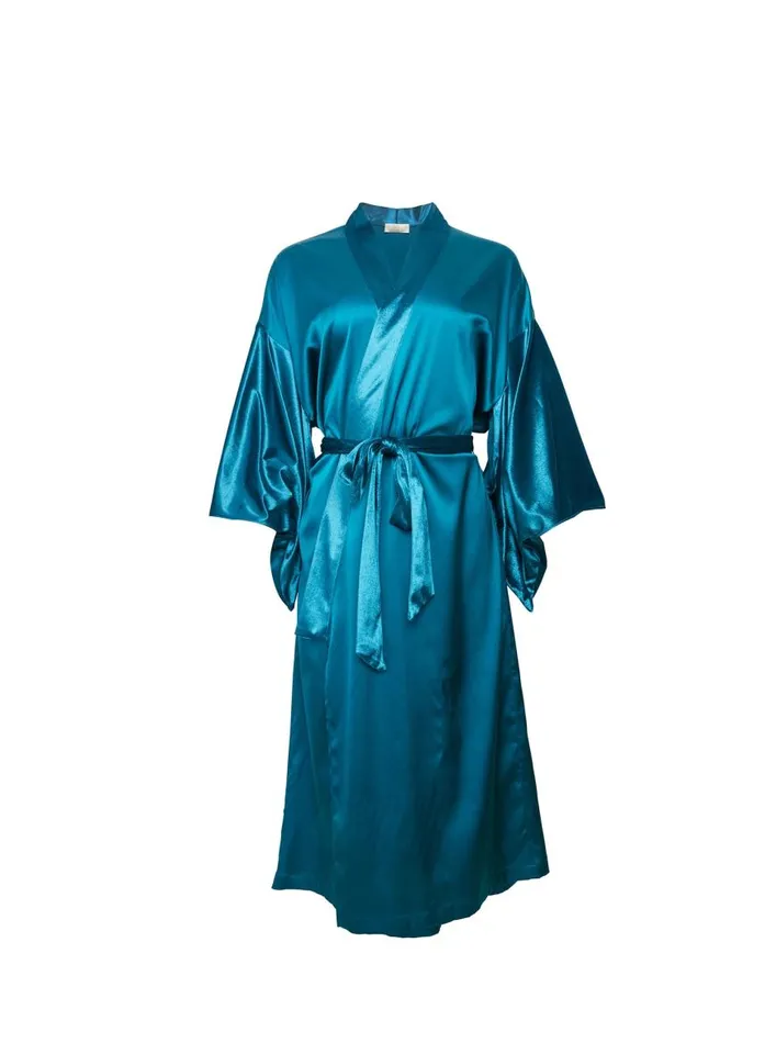 Fleur Du Mal Loungewear Women Velvet U0026 Silk Robe Aquamarine Fleur Du Mal Loungewear Women Velvet U0026 Silk Robe Aquamarine