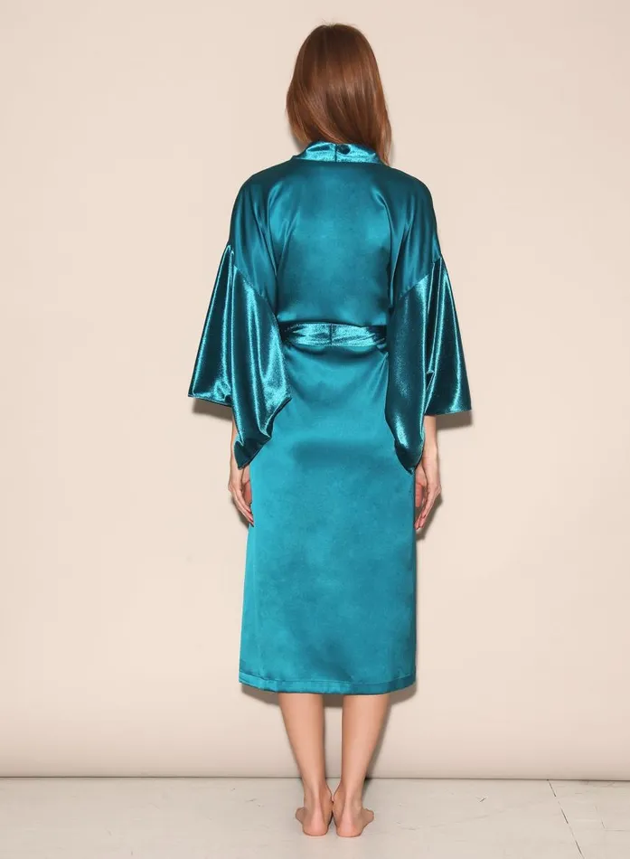 Fleur Du Mal Loungewear Women Velvet U0026 Silk Robe Aquamarine Fleur Du Mal Loungewear Women Velvet U0026 Silk Robe Aquamarine