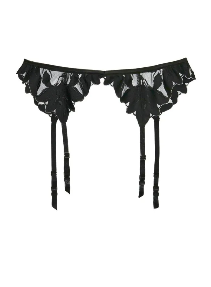 Fleur Du Mal Mastectomy Bra Women Lily Embroidery Garter Belt Black Fleur Du Mal Mastectomy Bra Women Lily Embroidery Garter Belt Black