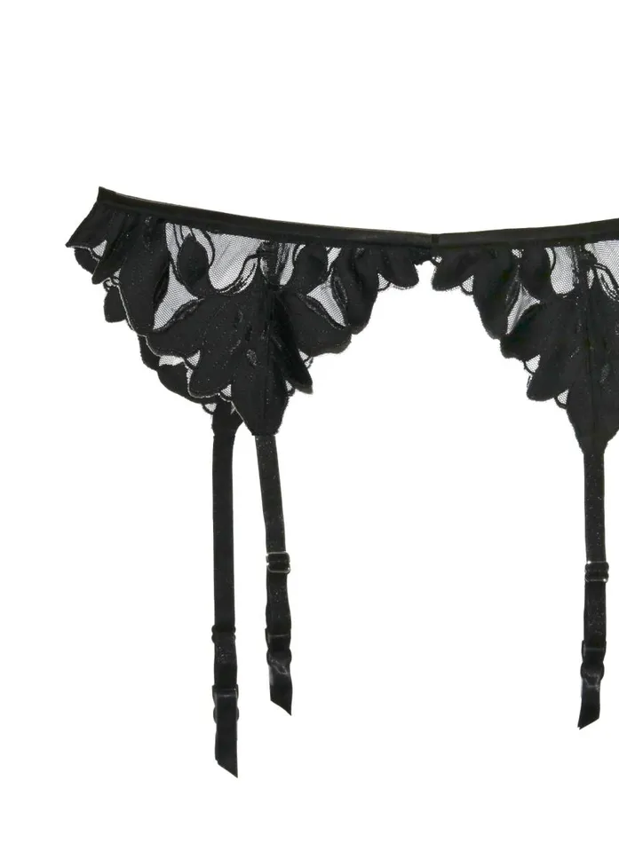 Fleur Du Mal Mastectomy Bra Women Lily Embroidery Garter Belt Black Fleur Du Mal Mastectomy Bra Women Lily Embroidery Garter Belt Black