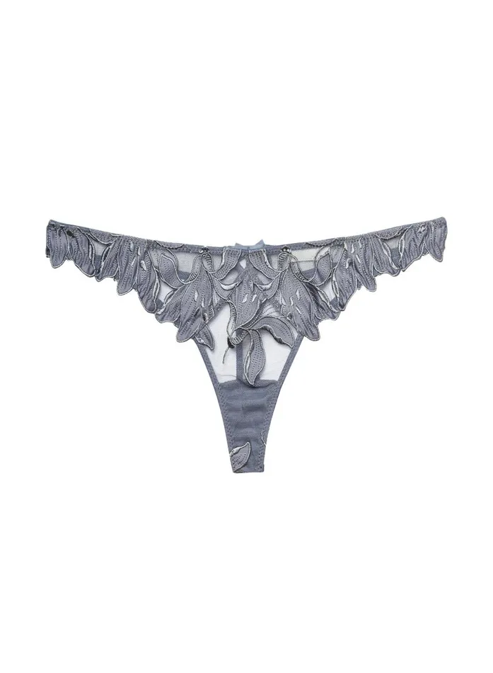 Fleur Du Mal Thongs Women Lily Embroidery Hipster Thong Mr Grey Fleur Du Mal Thongs Women Lily Embroidery Hipster Thong Mr Grey