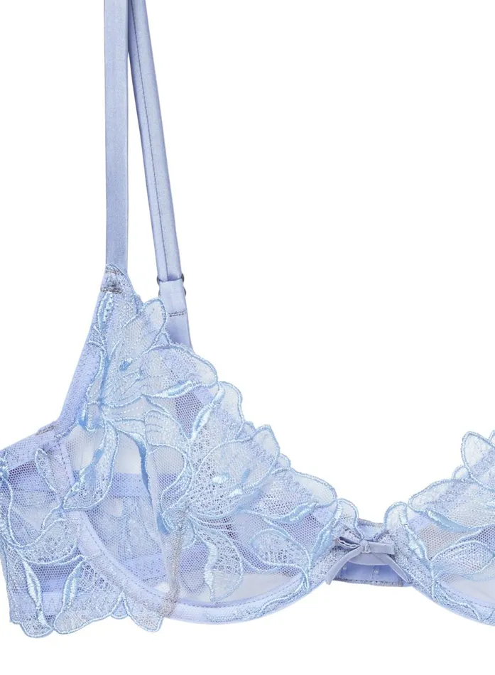 Fleur Du Mal Underwire Bras Women Fuller Cup Lily Embroidery Plunge Demi Bra Pastel Sky Fleur Du Mal Underwire Bras Women Fuller Cup Lily Embroidery Plunge Demi Bra Pastel Sky