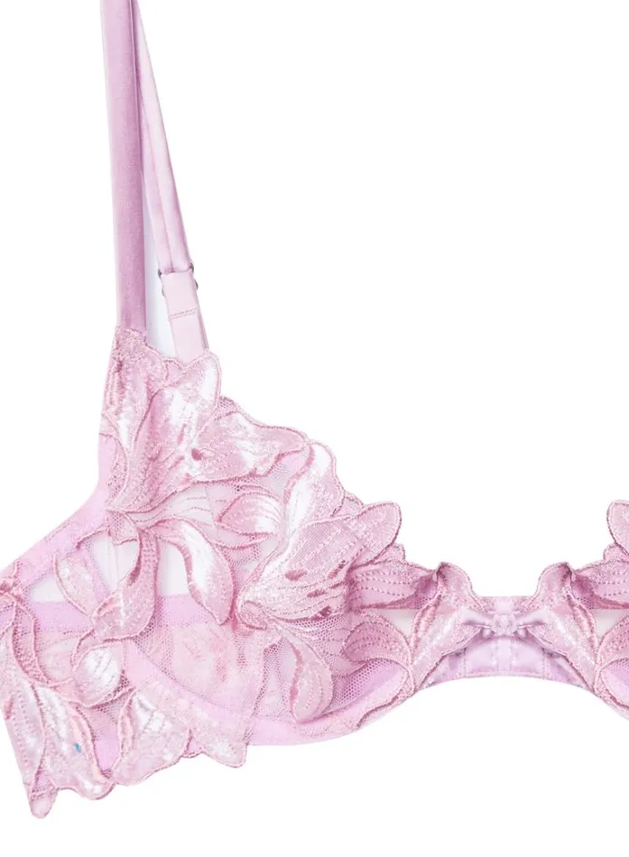 Fleur Du Mal Underwire Bras Women Fuller Cup Velvet Lily Embroidery Plunge Demi Bra Pink Lavender Fleur Du Mal Underwire Bras Women Fuller Cup Velvet Lily Embroidery Plunge Demi Bra Pink Lavender