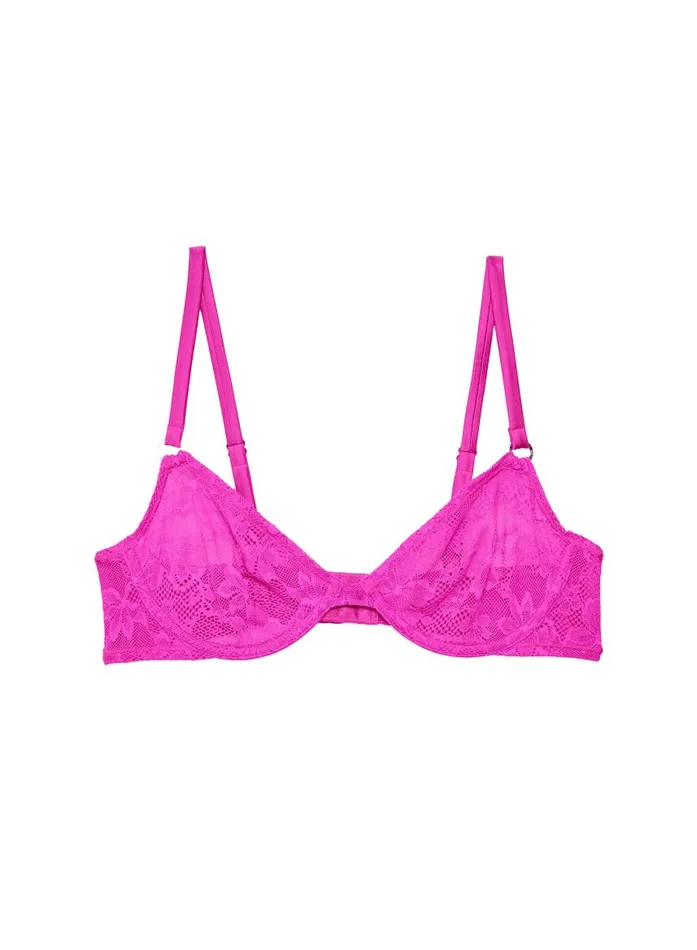 Fleur Du Mal Underwire Bras Women Le Stretch Lace Demi Bra Wild Pink Fleur Du Mal Underwire Bras Women Le Stretch Lace Demi Bra Wild Pink