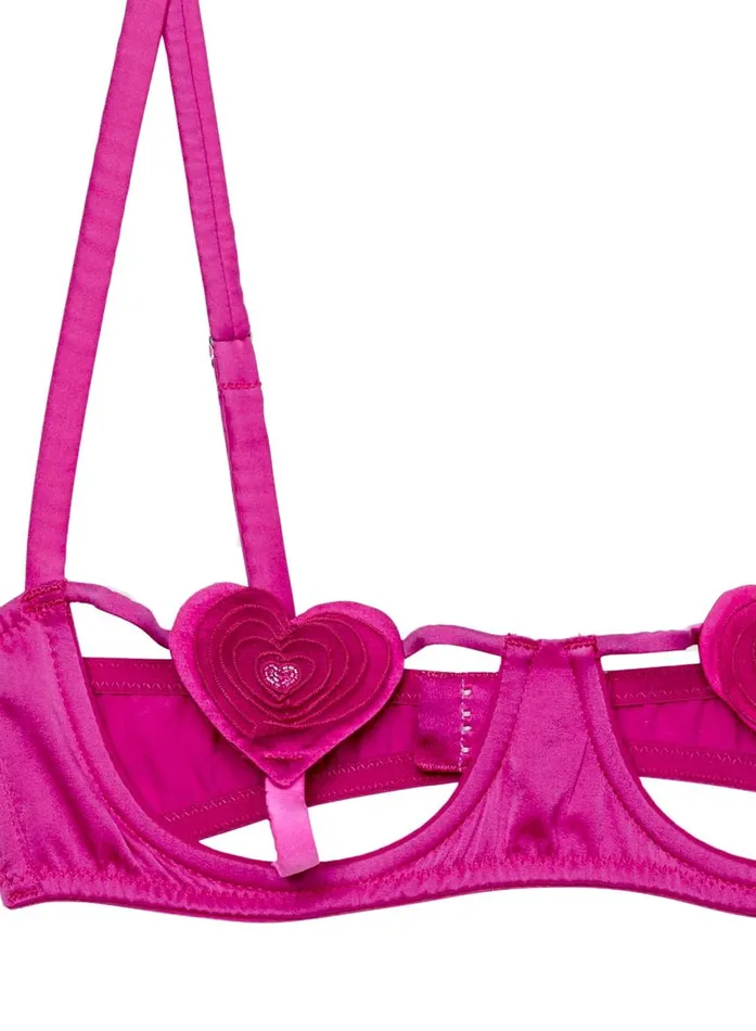 Fleur Du Mal Underwire Bras Women Queen Of Hearts Balconette Bra Ultra Pink Fleur Du Mal Underwire Bras Women Queen Of Hearts Balconette Bra Ultra Pink