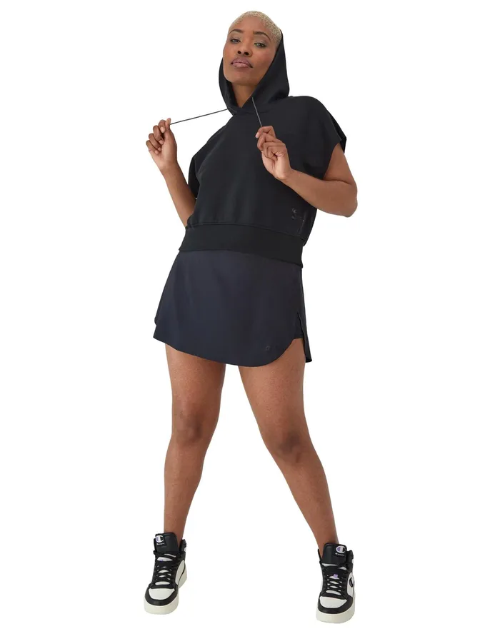 Flex Cropped Hoodie GelInfused Jocktag Black Women Champion Hoodies and Sweatshirts