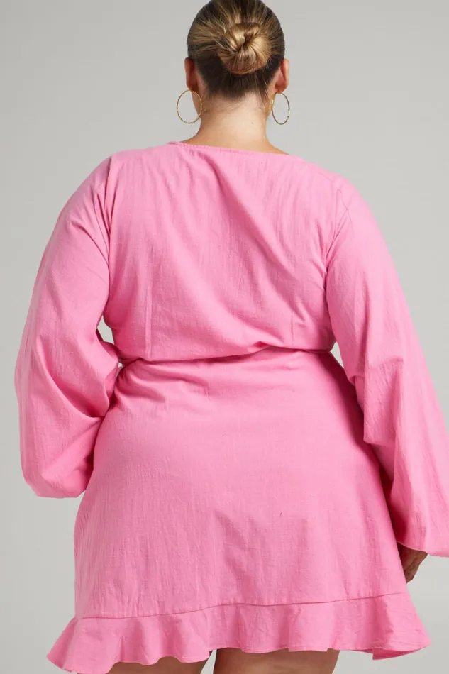 Francoise Mini Dress 8211 Long Sleeve Wrap Dress In Pink Women Showpo Dresses