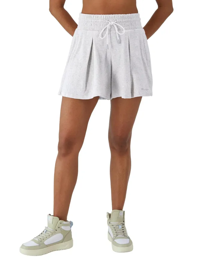 Freeplay Terry Towel Shorts Classic Script 5034 Silver Grey Women Champion Shorts
