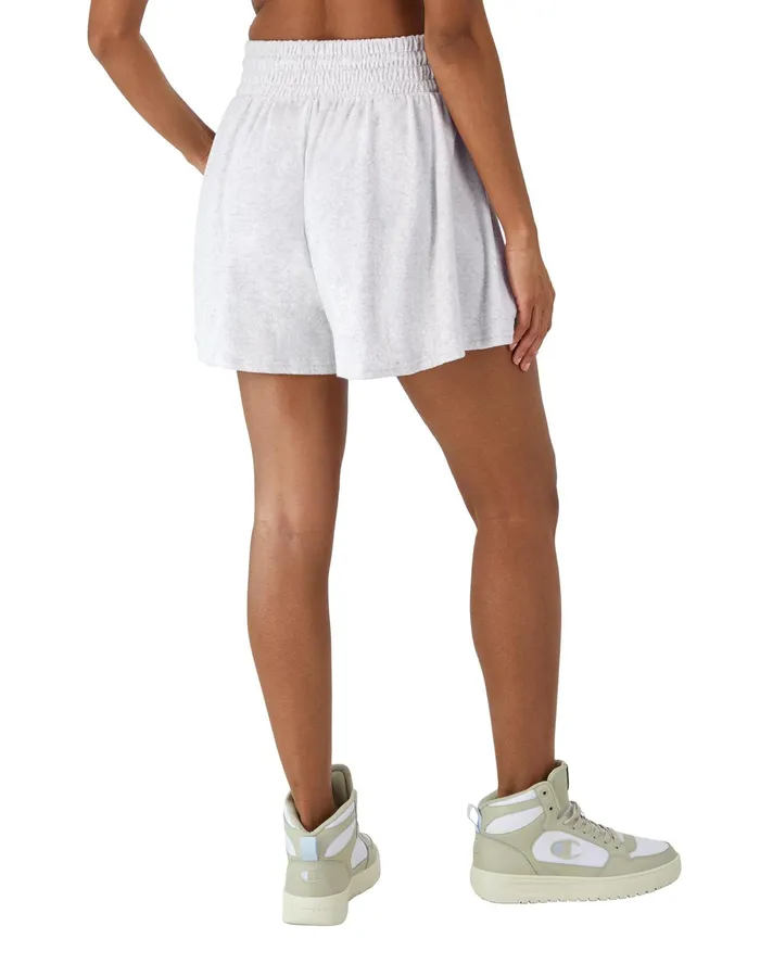 Freeplay Terry Towel Shorts Classic Script 5034 Silver Grey Women Champion Shorts