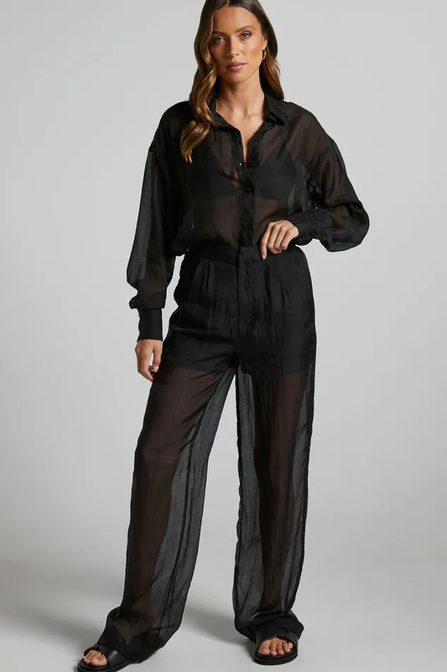 Garrick Pant 8211 High Waisted Semi Sheet Pant In Black Women Showpo Pants
