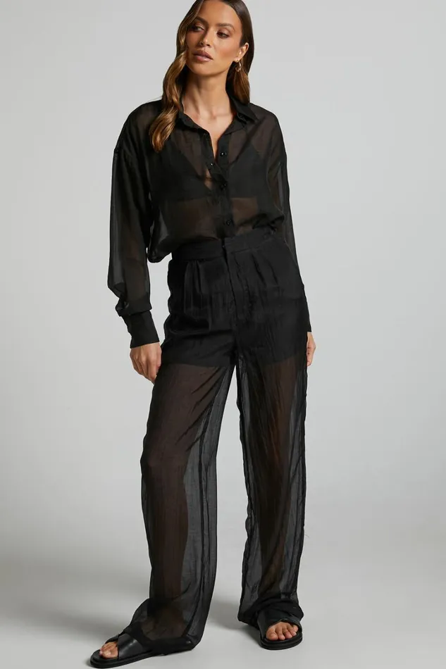 Garrick Pant 8211 High Waisted Semi Sheet Pant In Black Women Showpo Pants