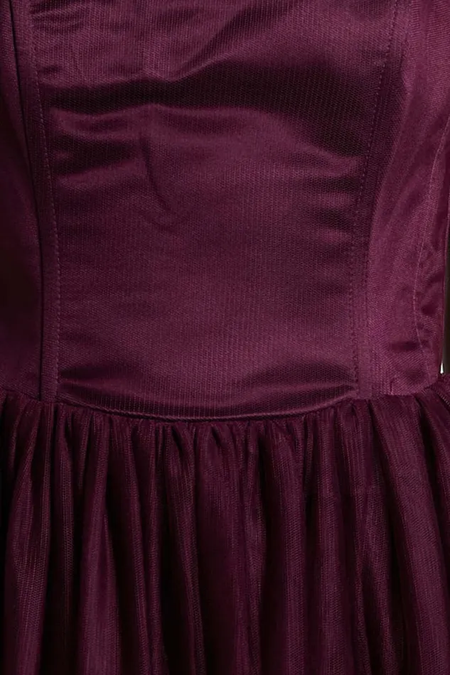 Gemma Maxi Dress 8211 Strapless Sweetheart Tulle Fit and Flare In Aubergine Women Showpo Dresses