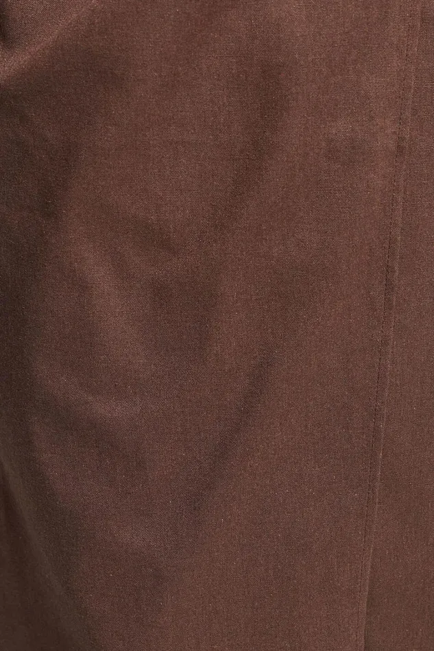 Genna Midi Skirt 8211 Linen Look Wrap Skirt In Chocolate Women Showpo Conscious