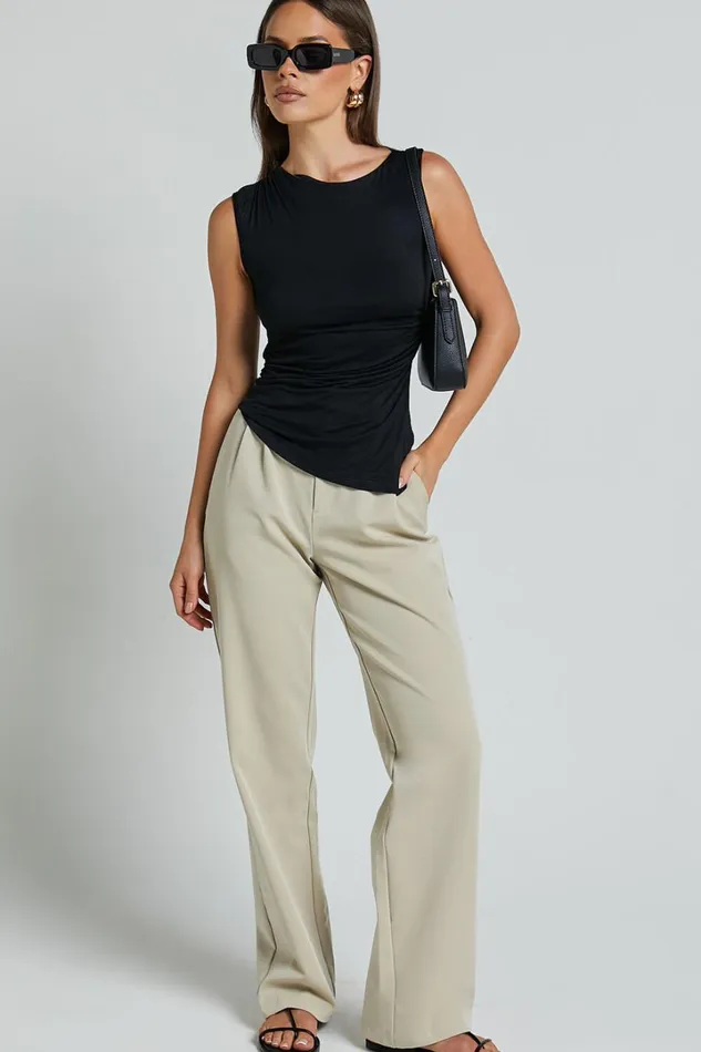 Georgina Top 8211 Asymmetrical Hem Jersey Tank In Black Women Showpo Tops