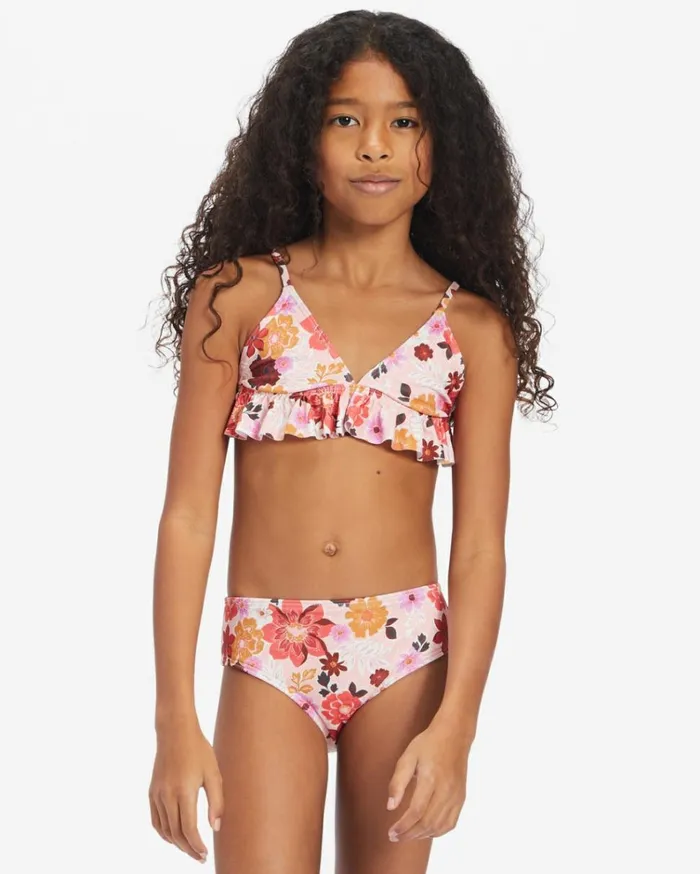 Girl039s A Dream Away Ruffle Tri Set Bikini Set Multi Kids Billabong Girls039 Swimwear